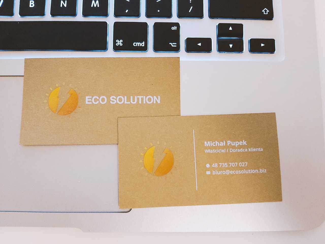 wizytówki na papierze ekologicznym z logo ECO SOLUTION