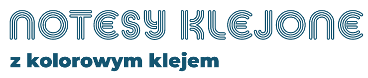 Notesy klejone z kolorowym klejem napis: Notesy klejone z kolorowym klejem