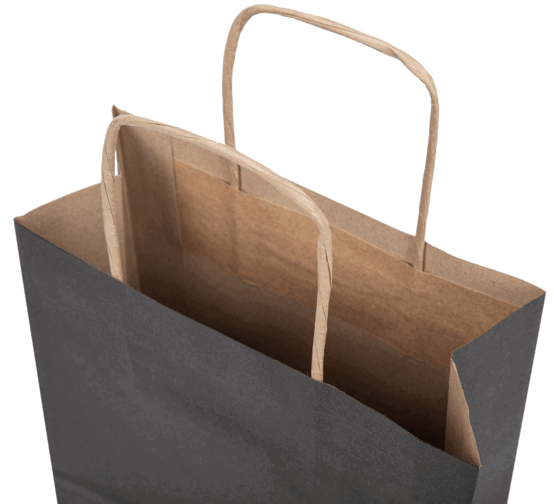 czarna torba papierowa z wnętrzem kraft czarna torba papierowa z wnętrzem kraft