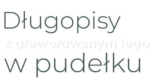 napis: Długopisy z grawerowanym logo w pudełku