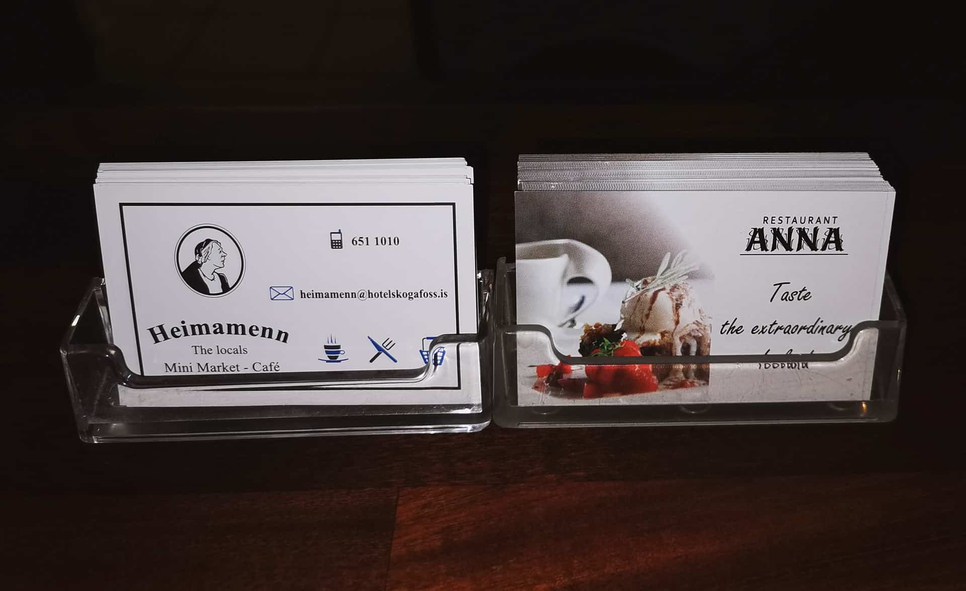 wizytówki firmowe dla restauracji Anna