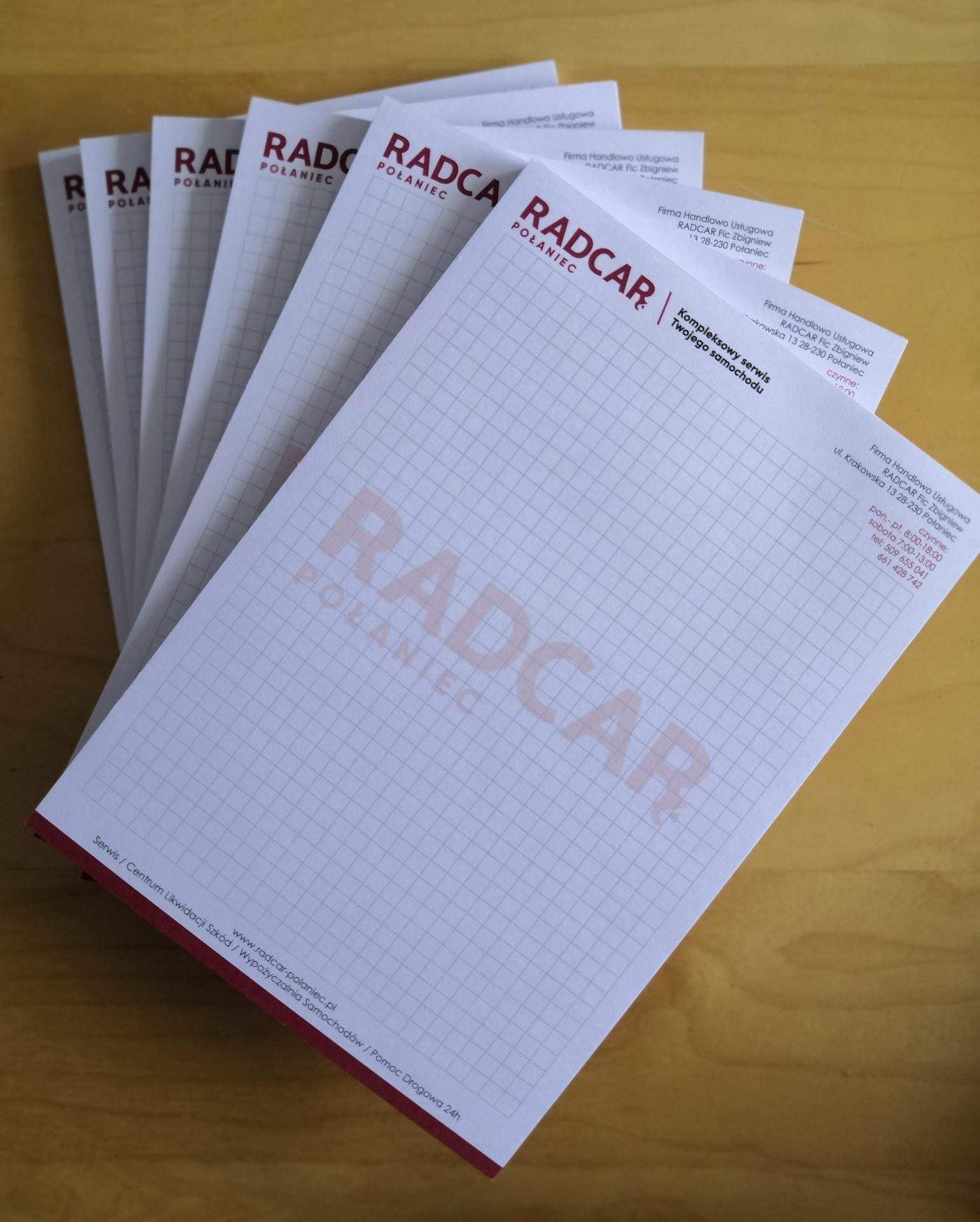 bloczki reklamowe z nadrukiem firmy radcar połaniec